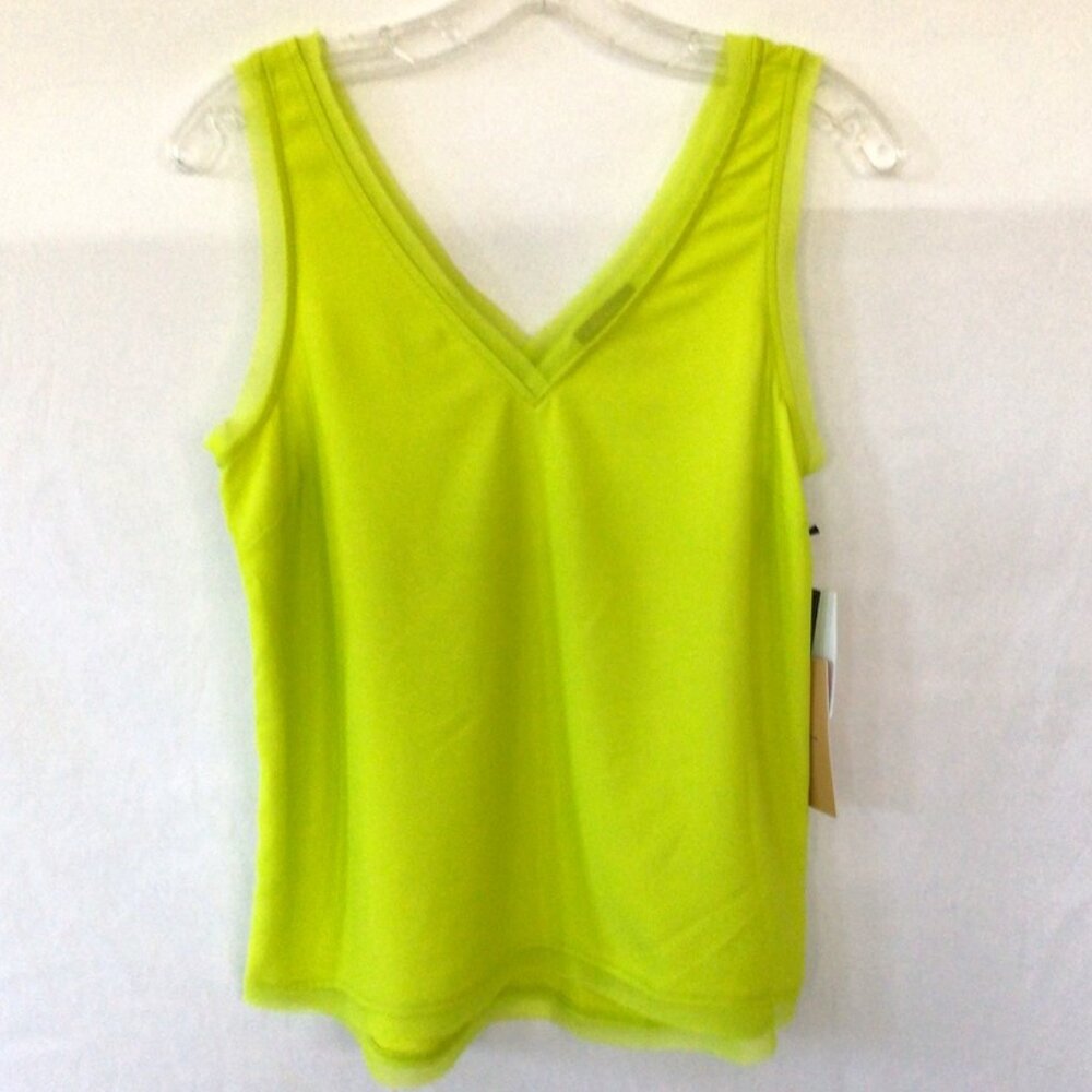 NWT Halogen V-neck Raw Edge Tank Top Green Sorbet Sz XS